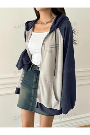 Unisex Büyük Beden Beautiful Sırt Ve Ön Baskılı Reglan Kol Kapüşonlu Oversize Kışlık Hırka Hoodie