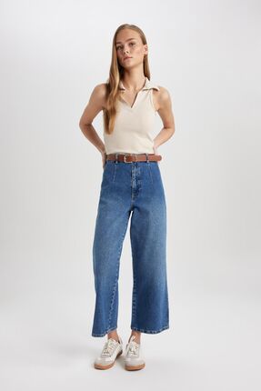 Defacto Culotte Yuksek Bel Bilek Boy Geni Paca Jean Pantolon B9438ax24sp Fiyat Yorumlar Trendyol