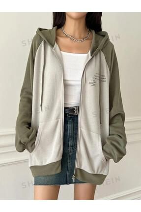 Unisex Büyük Beden Beautiful Sırt Ve Ön Baskılı Reglan Kol Kapüşonlu Oversize Kışlık Hırka Hoodie