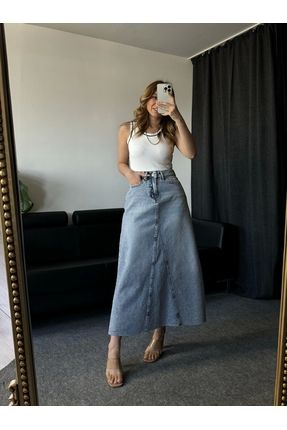 KUBRA SOYLEMEZ BOUT QUE Mavi Tam Boy Jean Etek Fiyat Yorumlar Trendyol