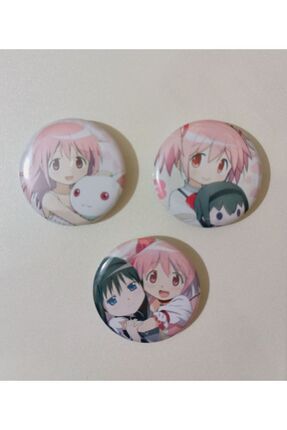 Madoka Magica Anime Buton Rozet 37mm 3 adet