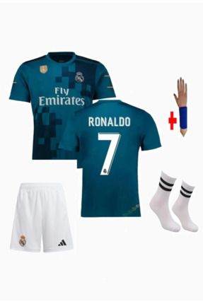 Ronaldo Real Madridd Şampiyonlar Ligi 2017/2018 Turkuaz Futbol Çocuk Forması 4'lü Set