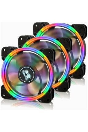 3lü Rainbow 12cm Rgb Ledli Masaüstü Bilgisayar Kasası Fanı