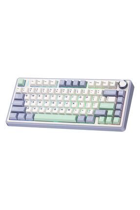 F75 Mekanik RGB TKL Gray Switch Kablosuz Makrolu Hot Swap Klavye Pastel