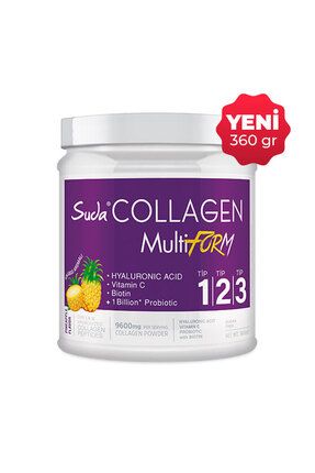 Multiform Kolajen Ananas Aromalı 360gr - 9600 mg Hidrolize Collagen Peptit - Tip1,Tip2,Tip3