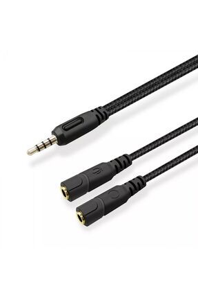 3.5mm Kulaklık Mikrofon Dönüştürücü Çevirici Switch Splitter Y Örgü Kablo 2 Dişi 1 Erkek