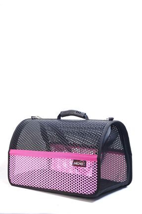 MİGNO FLYBAG Voyager Fileli Model Kedi Köpek Taşıma Çantaları - Pembe-Siyah