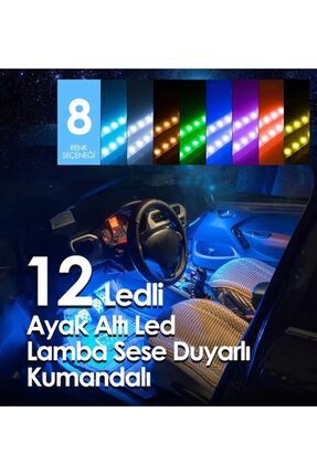 12 Ledli Ayak Altı Led Lamba Sese Duyarlı Led Müziğe Duyarlı Led Çakmaklık Girişli