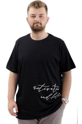 Modexl Mode XL Battal Beden Erkek Pamuklu T Shirt Yumu ak Dokulu Bask l BELIEF U24085 Siyah Fiyat Yorumlar Trendyol