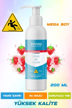 Çilekli Kayganlaştırıcı Jel 200ml Su Bazlı Yenilebilir Mega Boy