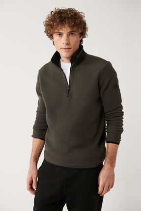 Erkek Antrasit Polar Sweatshirt Dik Yaka Soğuğa Dayanıklı Yarım Fermuarlı Regular Fit E001068