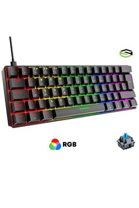 T60 Siyah Mavi Switch Rgb Klavye Kablolu Gaming Oyuncu Klavyesi T60