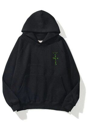 Trendiz Unisex Cactus Jack Air Siyah Sweatshirt Hoodie