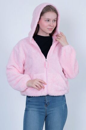 Welsoft Peluş Kapüşonlu Önü Fermuarlı Çift Cepli Regular Sweatshirt