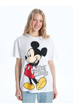 LC Waikiki LCW Bisiklet Yaka Mickey Mouse Bask l K sa Kollu Kad n Ti ort Fiyat Yorumlar Trendyol