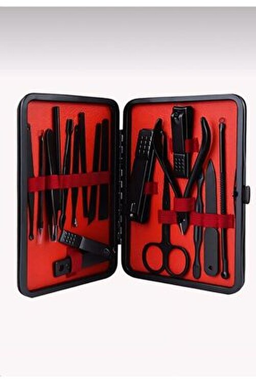 12 Parça Manikür Pedikür Seti El Ayak Tırnak Set Manikür Makası Siyah Nokta Temizleme