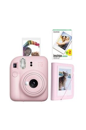 Instax Mini 12 Pembe Fotoğraf Makinesi 20'li Film ve Mini Albüm Seti