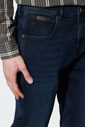 Wrangler Slim Fit Dar Kesim Normal Bel Dar Paca Koyu Mavi Texas Jean Kot Pantolon