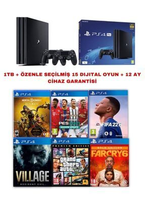 Ps4 Pro 1tb + 2 Kol + 15 Dijital Oyun + 9.0 Kırık Model 12 Ay Cihaz Garantisi - Teshir Ürün