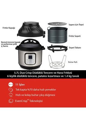 Instant Pot Duo Crisp 11 In 1 7.6 Litre Havayla K zartma Paslanmaz Celik Bas ncl Tencere Air Fryer Fiyat Yorumlar Trendyol