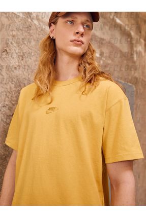 Nike Sportswear Tee Yellow Basic T shirt Wheat Gold Pamuklu Gunluk Spor Ti ort