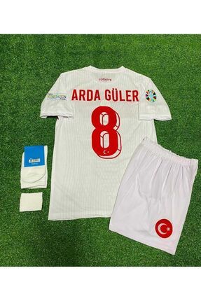 Türkiye 2024 8 Numara Beyaz Çocuk Forması 4'lü Set (EURO 2024 PATCH) Beyaz