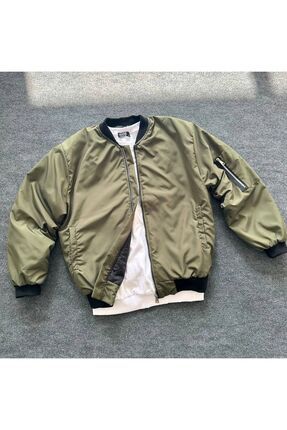 Unisex Haki Oversize Bomber Ceket