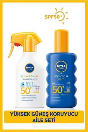 SUN Çocuklar İçin Hassas Güneş Spreyi 270ml ve Yüksek Güneş Koruyucu Vücut Spreyi 200ml, SPF50