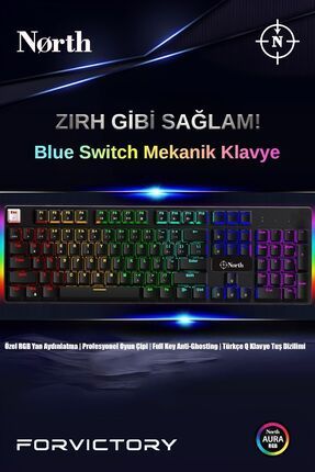 Shield Blue Switch Türkçe Q Rgb Full Metal Panel Mekanik Gaming Klavye