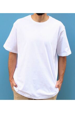 Erkek Oversize Basic Bisiklet Yaka T-shirt