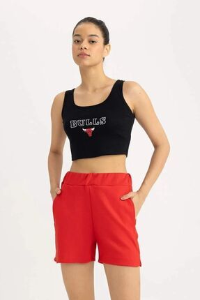 Fit Nba Chicago Bulls Crop Bisiklet Yaka Atlet B9961ax24sm