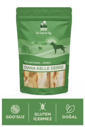 Kurutulmuş Dana Kelle Derisi Çiğnemelik Köpek Ödül Maması %100 Doğal, Glutensiz, Organik 100 gr