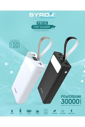 Pb115 Powerbank 30000 Mah Led Ekranlı Siyah