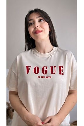 Muaz Ekru Vogue Bask l 100 Pamuk Tshirt Fiyat Yorumlar Trendyol