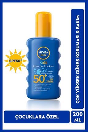 SUN Çocuklar İçin Güneş Koruyucu Vücut Spreyi 200ml, SPF50 Yüksek Güneş Koruyucu, Nemlendirici