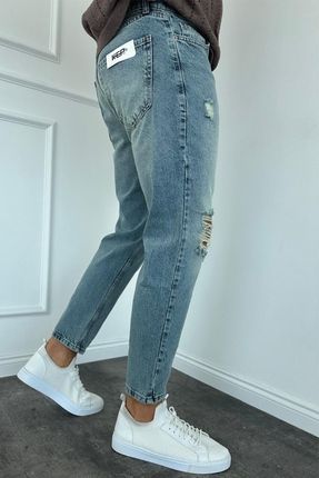 MADZEYMODA Yeni Sezon Erkek BoyFriend Kal p Y rt k Detayl Mavi Kot Jean Pantolon