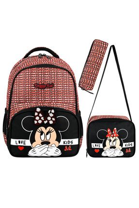 Minnie Mouse İlkokul Çantası 3 lü set (Çanta + Termal Beslenme + Kalemlik)