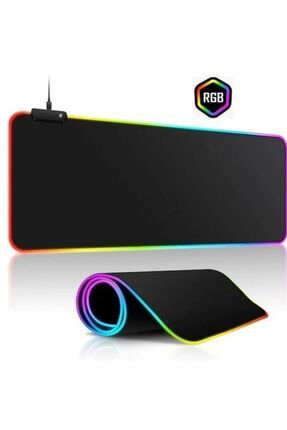 Rgb Led Gaming Mousepad Siyah Kaymaz Su Geçirmez Xl Mause Pad 80x30 Cm