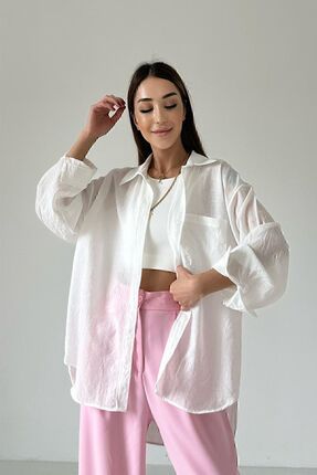 Yeni Sezon Oversize Kadın Keten Gömlek