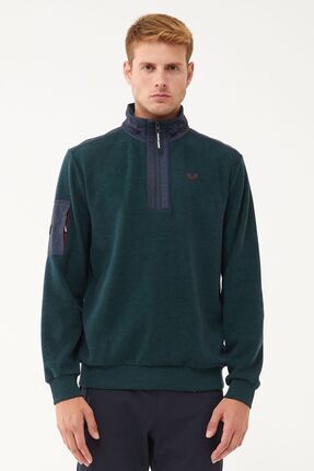 Erkek Nefti Yarım Fermuarlı Yumuşak Dokulu Sweatshirt 1550