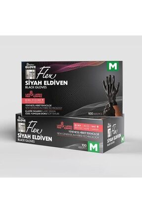 Flex Siyah Pudrasız Eldiven 100 Lü Medium