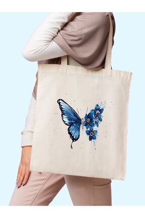 Butterfly Kelebek Tote Bag Bez Çanta