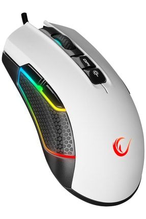 SMX-R600 PYTHON Beyaz 12400dpi Gaming Oyuncu Mouse Makrolu Mouse RGB Örgü Kablo 9TUŞLU