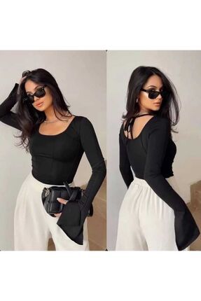 Kadın Ispanyol Kol Basic Crop Top