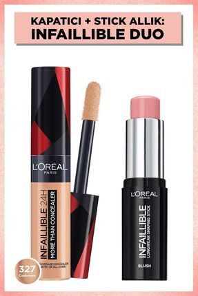 Infaillible Duo Avantajlı Set Tüm Yüze Uygulanabilir Kapatıcı 327 Cashmere & Shaping Stick Allık 001