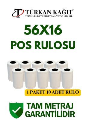 56x16 Termal Pos Rulosu 1 Paket 10 Adet