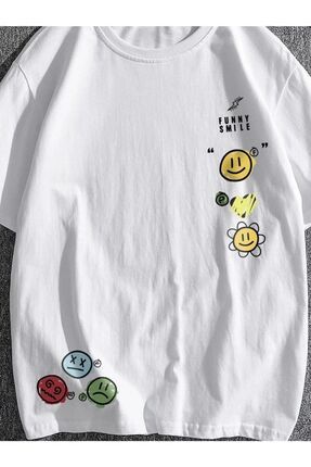 Know Erkek Beyaz T shirt Funny Smile Bask l Oversize Ti ort Fiyat Yorumlar Trendyol