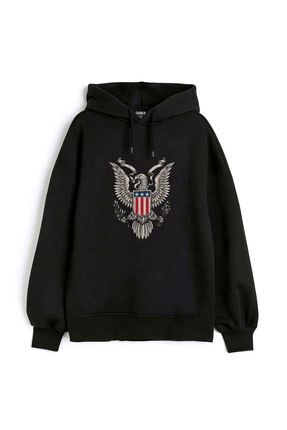 Darkia Amerika Bayra Bayra Bask l Kap onlu Unisex Siyah Sweatshirt Hoodie Fiyat Yorumlar Trendyol