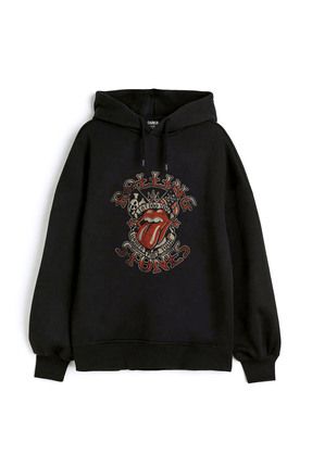 Darkia The Rolling Stones Bask l Kap onlu Unisex Siyah Sweatshirt Hoodie Fiyat Yorumlar Trendyol