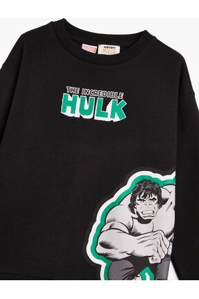 Koton Hulk Sweatshirt Lisansl Bisiklet Yaka Uzun Kollu ardonlu